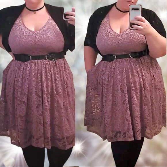 Torrid Purple Lace Skater Dress Size 1 1XL & 2 2XL New with tags - Picture 5 of 15